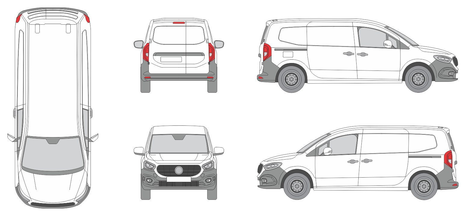 Mercedes Benz Citan 2022 Long Slide Door RL Van Template