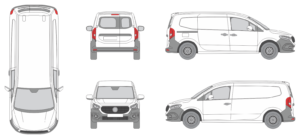 Mercedes Benz Citan 2023 Long Window Slide Door R Van Template