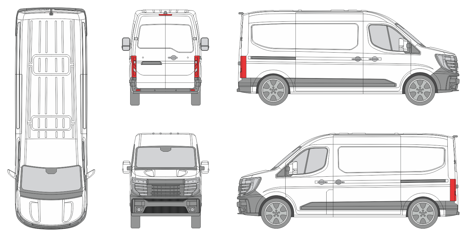 Nissan Interstar 2024 Long High Slide Door RL Van Template