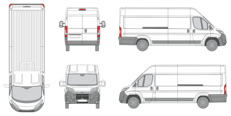 Opel Movano 2024 Extra Long Med-High Slide Door RL Van Template