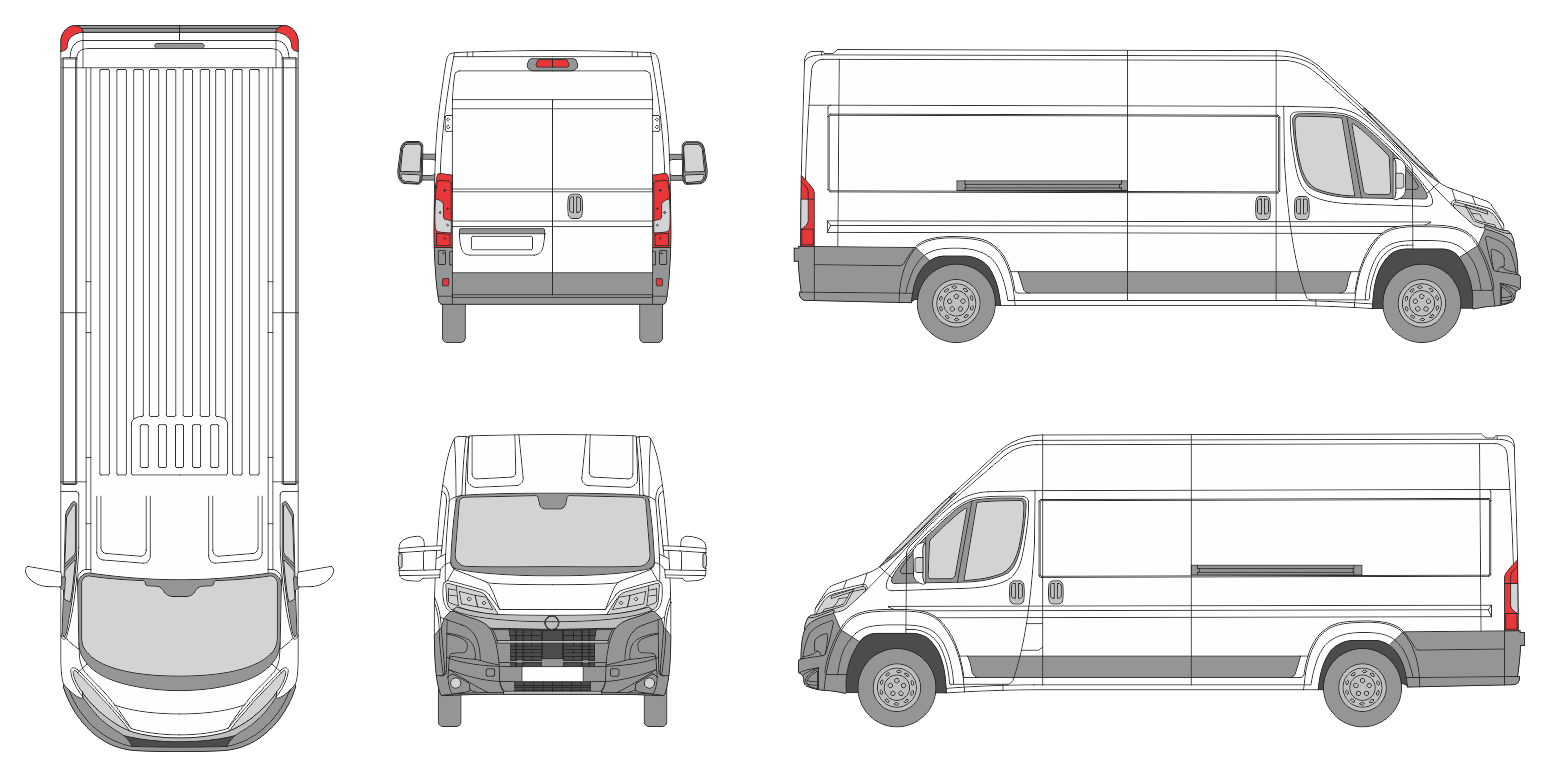 Opel Movano 2024 Extra Long Med-High Slide Door RL Van Template