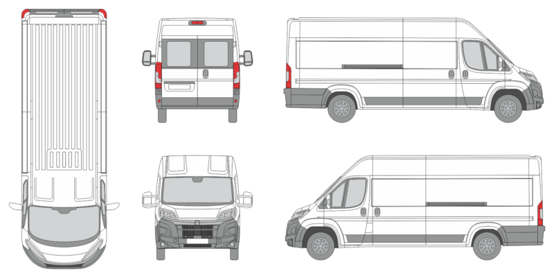 Opel Movano 2024 Extra Long Med-High Window Slide Door RL Van Template