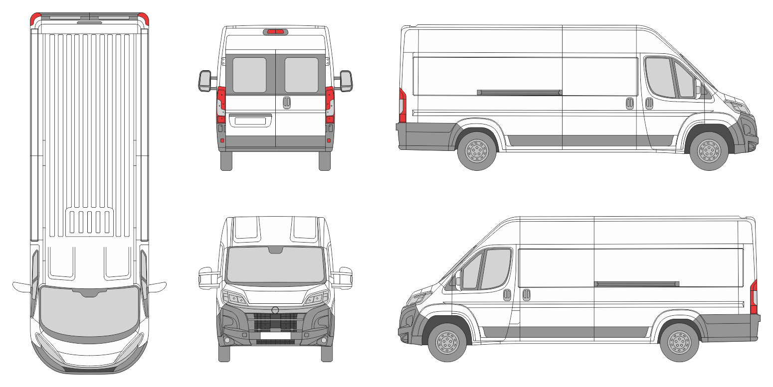 Opel Movano 2024 Extra Long Med-High Window Slide Door RL Van Template