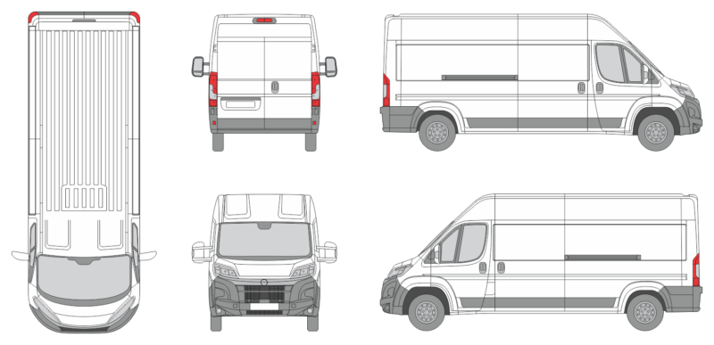 Opel Movano 2024 Long Med-High Slide Door RL Van Template