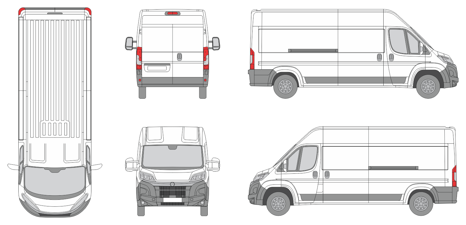 Opel Movano 2024 Long Med-High Slide Door RL Van Template