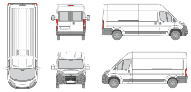 Opel Movano 2024 Long Med-High Window Slide Door R Van Template