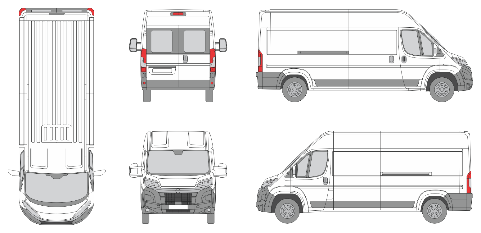 Opel Movano 2024 Long Med-High Window Slide Door R Van Template