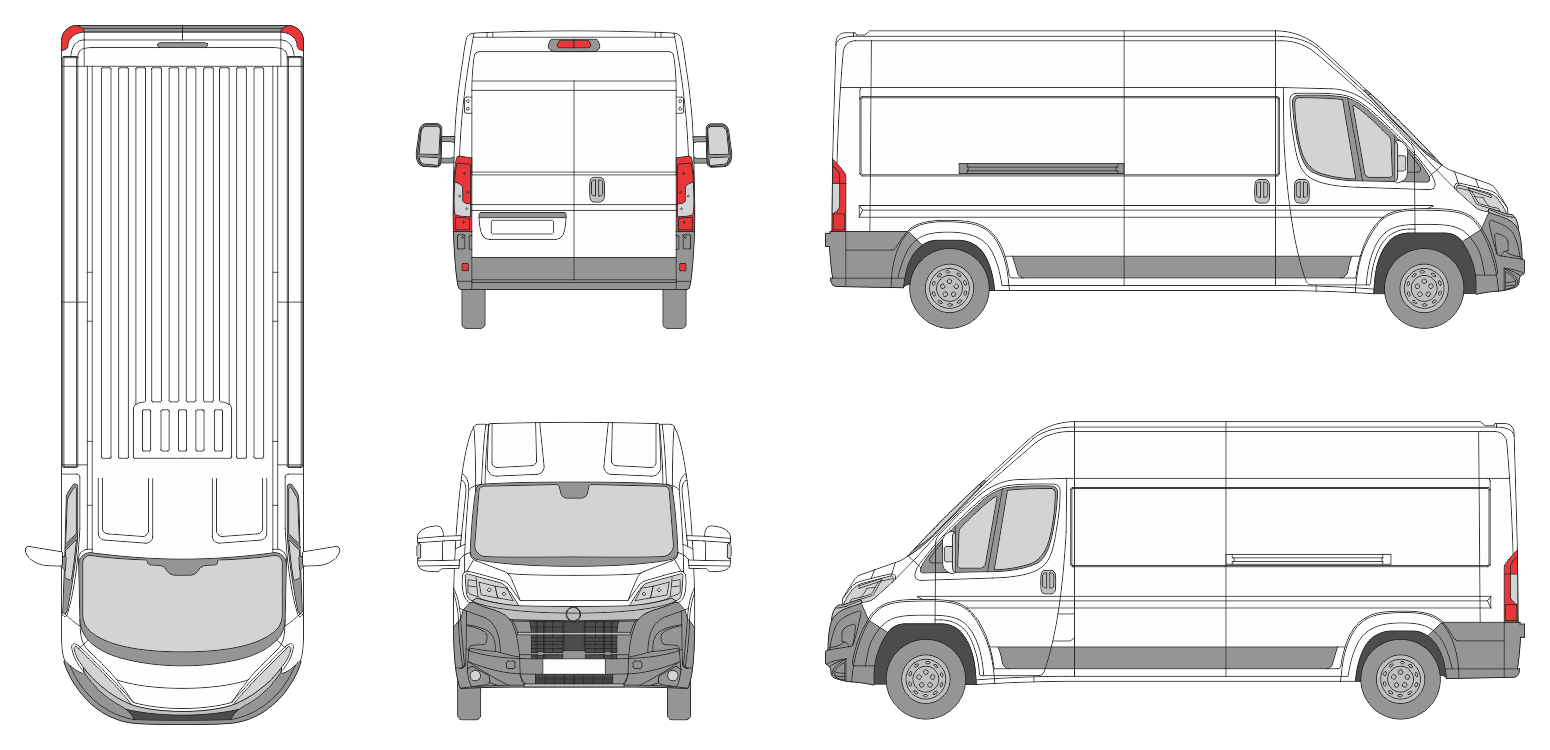 Opel Movano 2024 Long Super High Slide Door R Van Template