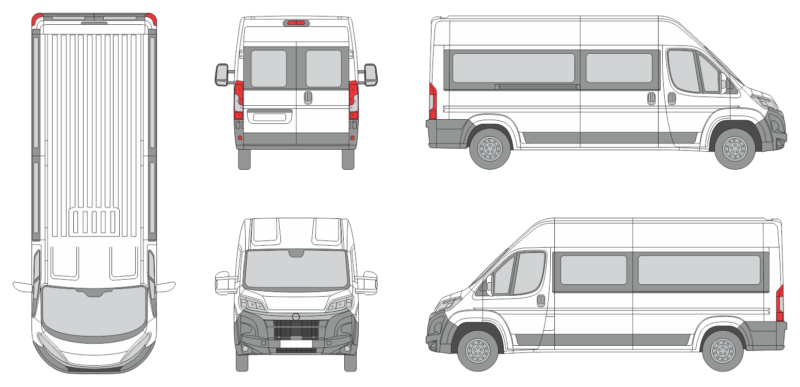 Opel Movano 2024 Med-Long High Slide Door RL Van Template