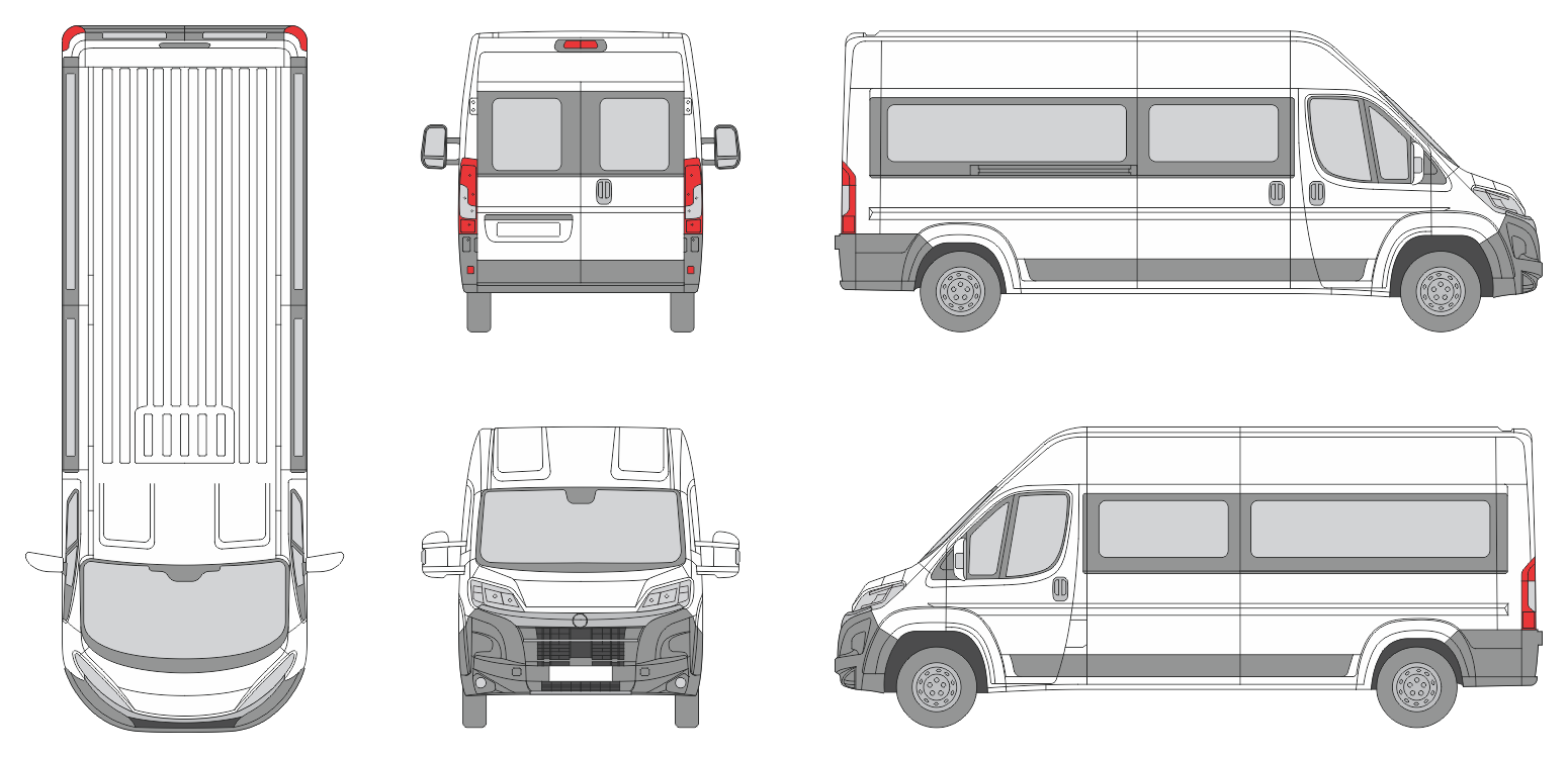 Opel Movano 2024 Med-Long High Slide Door RL Van Template