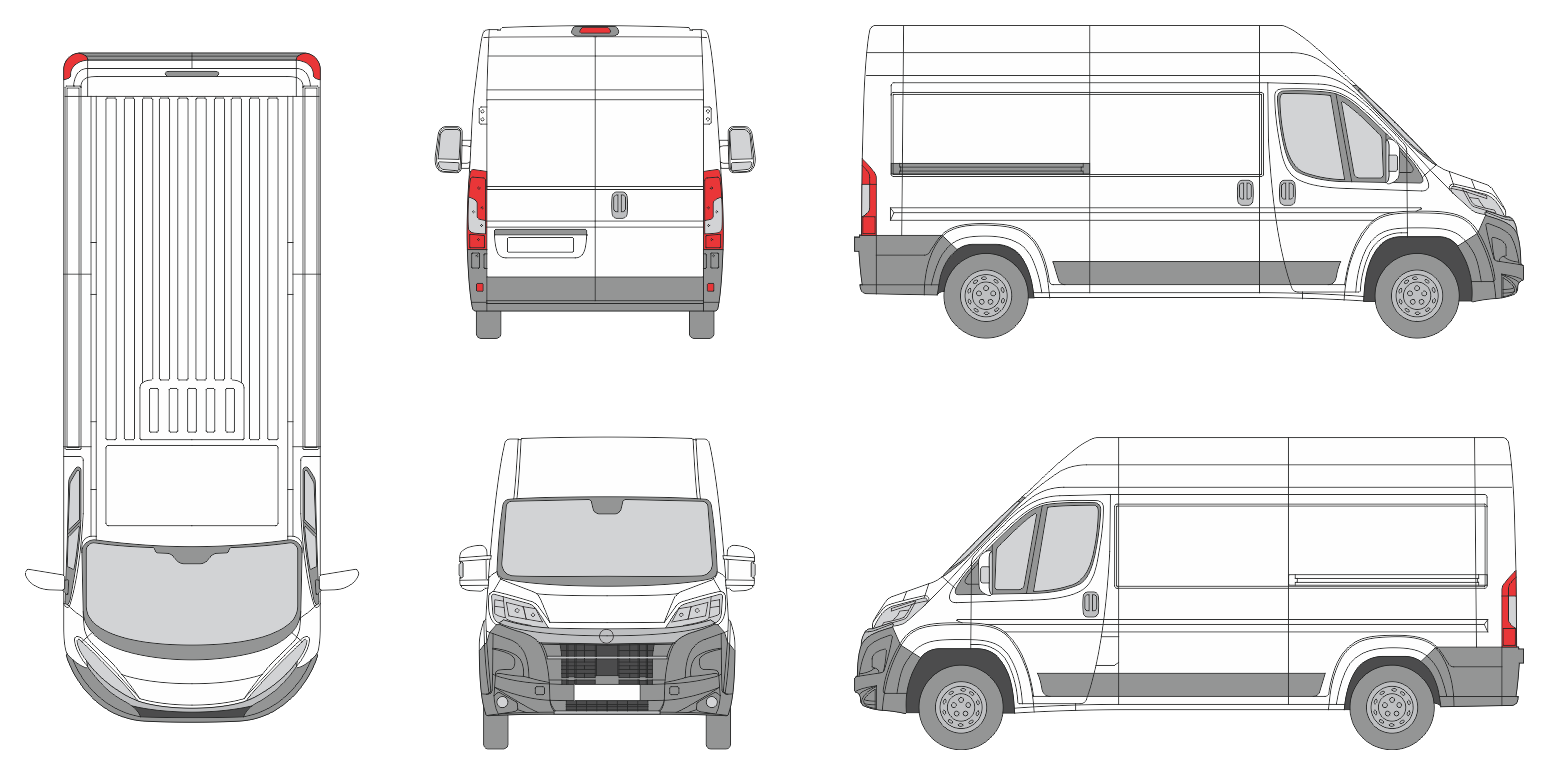 Opel Movano 2024 Short Med-High Slide Door R Van Template