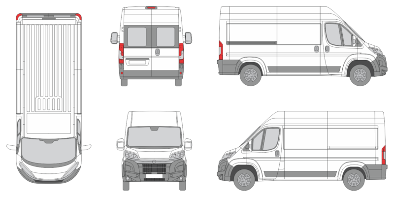 Opel Movano 2024 Short Med-High Window Slide Door R Van Template