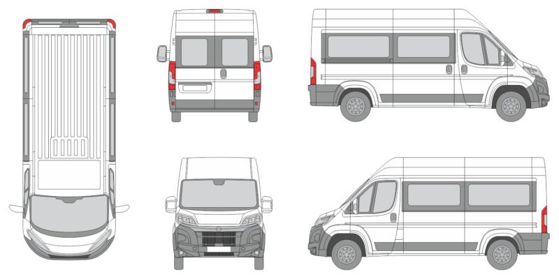 Opel Movano 2024 Short Med-High Window Slide Door R Window RL Van Template