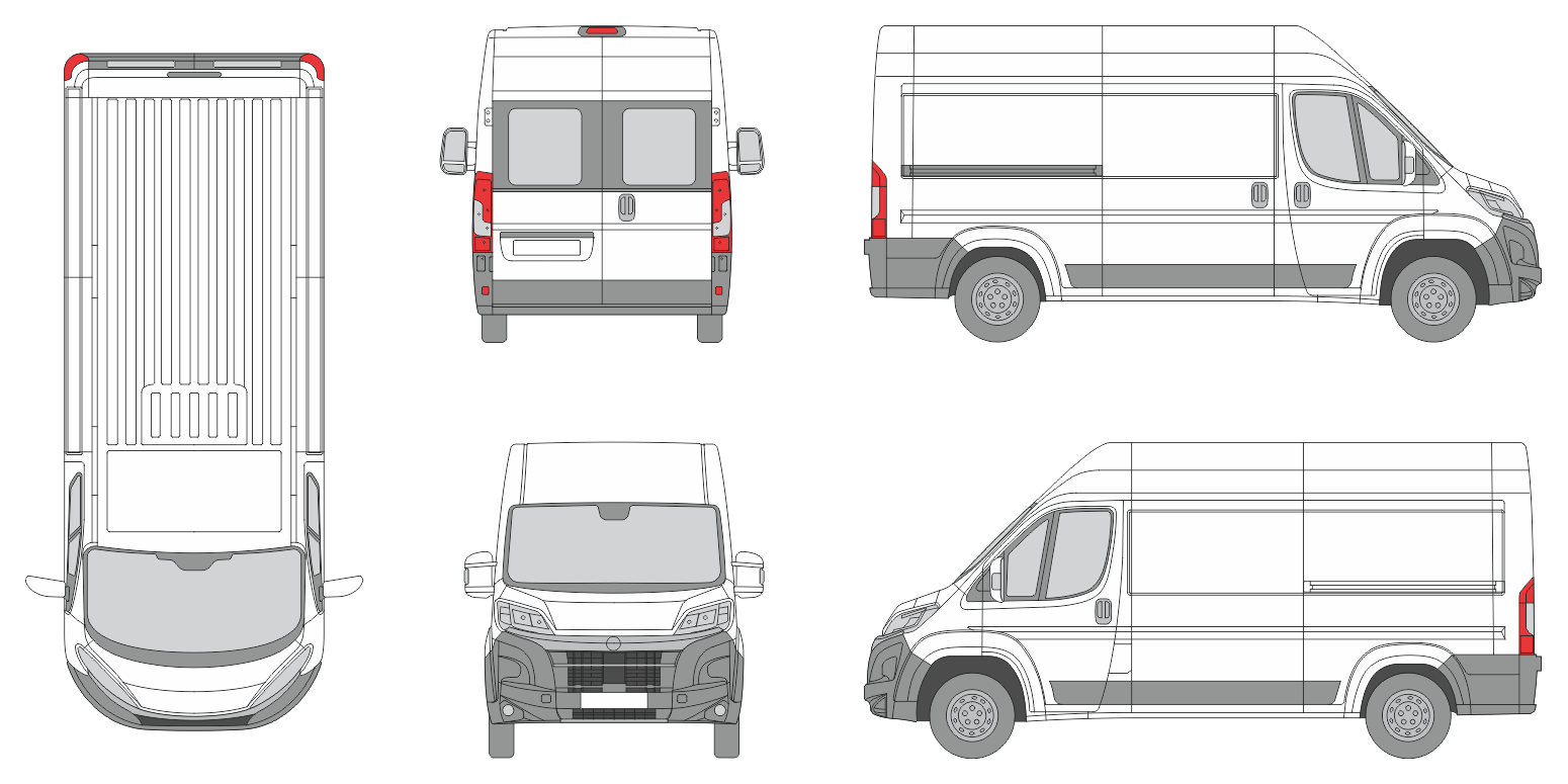 Opel Movano 2024 Short Med-High Window Slide Door R Van Template