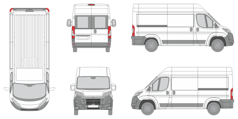 Opel Movano 2024 Short Med-High Window Slide Door RL Van Template