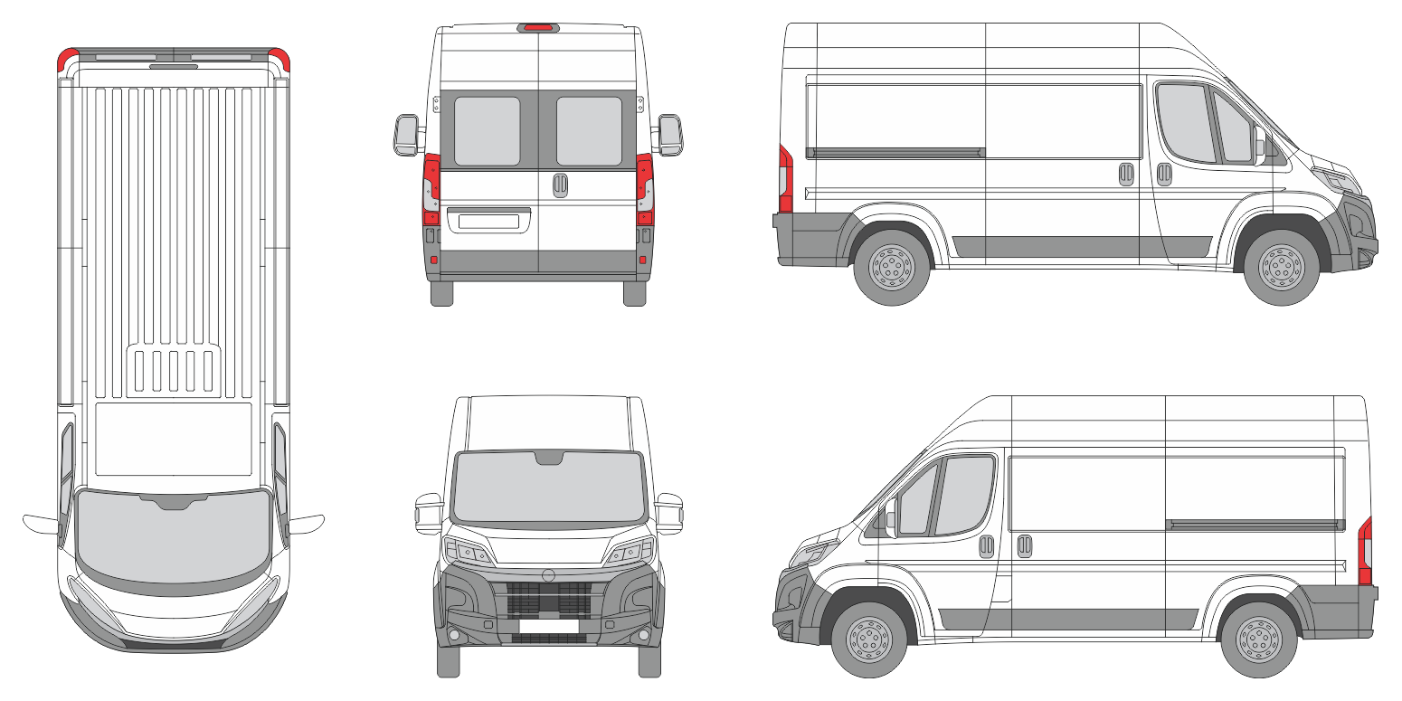 Opel Movano 2024 Short Med-High Window Slide Door RL Van Template