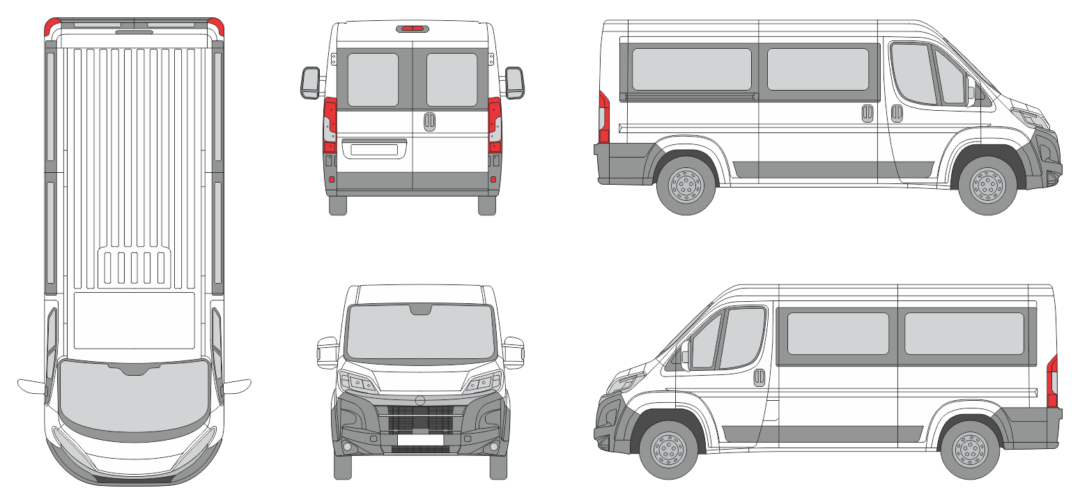 Opel Movano 2024 Short Slide Door R Window RL Van Template