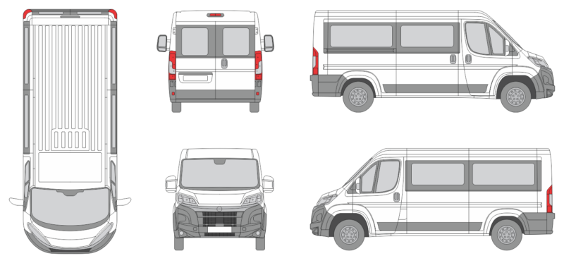 Opel Movano 2024 Short Slide Door R Window RL Van Template