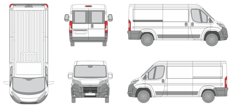 Opel Movano 2024 Short Window Slide Door R Van Template