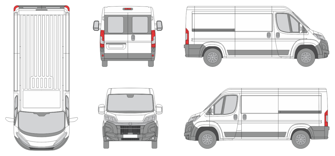 Opel Movano 2024 Short Window Slide Door RL Van Template