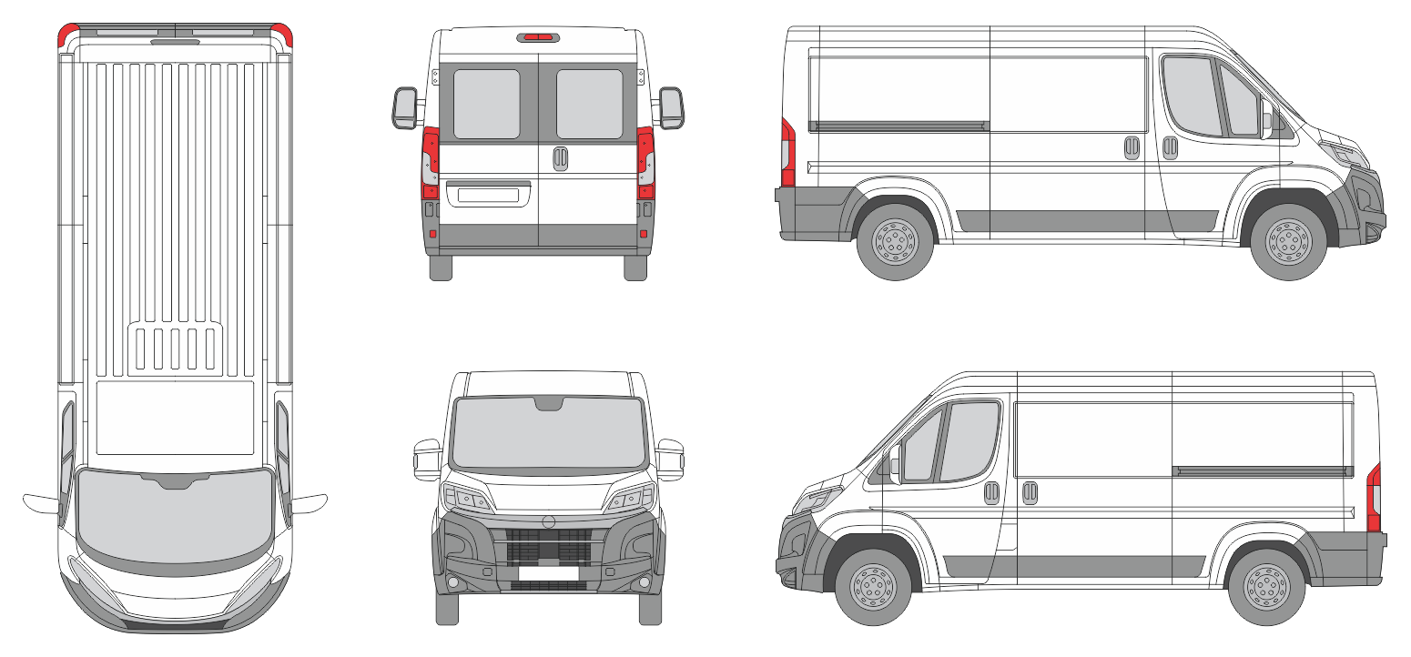 Opel Movano 2024 Short Window Slide Door RL Van Template