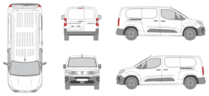 Peugeot Partner 2024 Long Window Slide Door RL Van Template