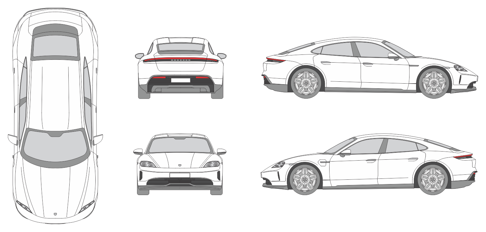 Porsche Taycan 2024 Car Template