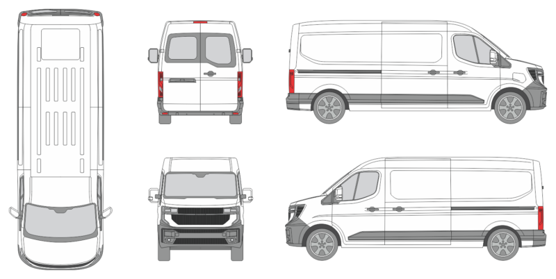 Renault Master e-Tech 2024 Long Window Slide Door RL Van Template