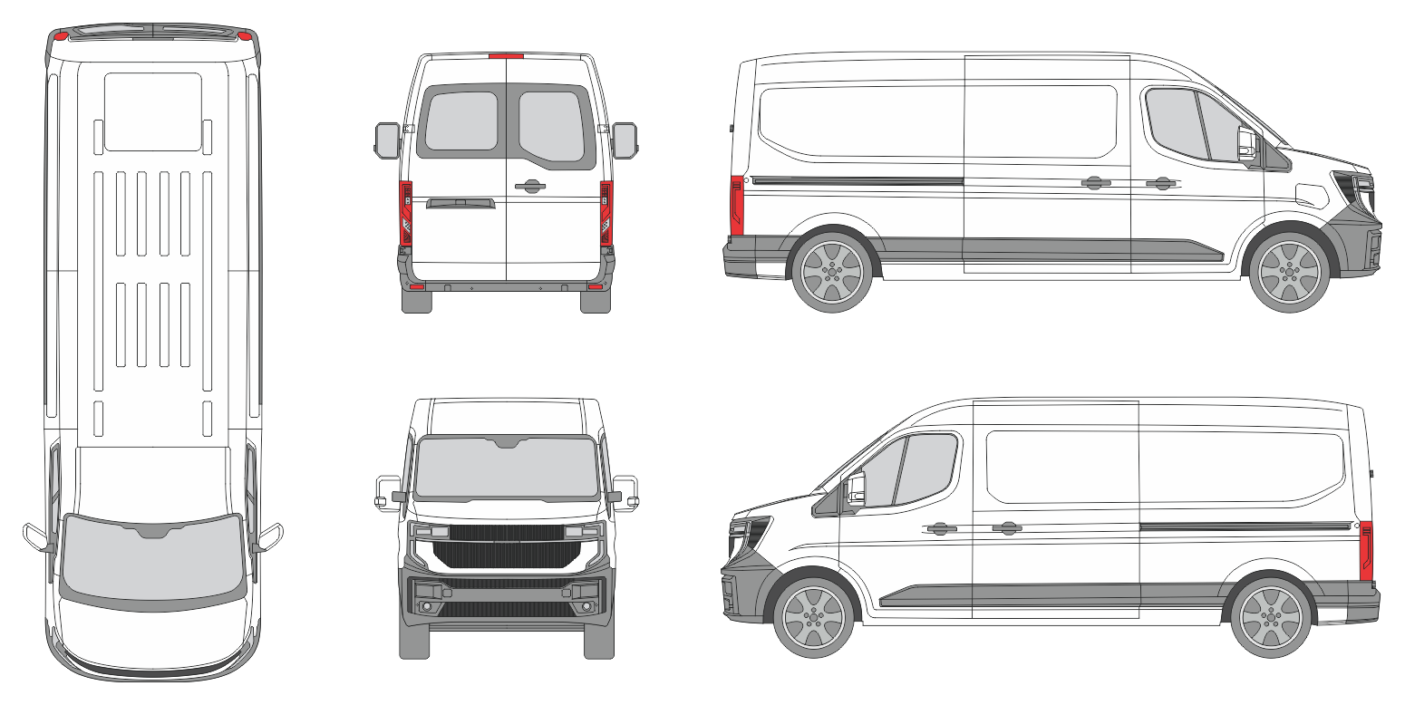 Renault Master e-Tech 2024 Long Window Slide Door RL Van Template