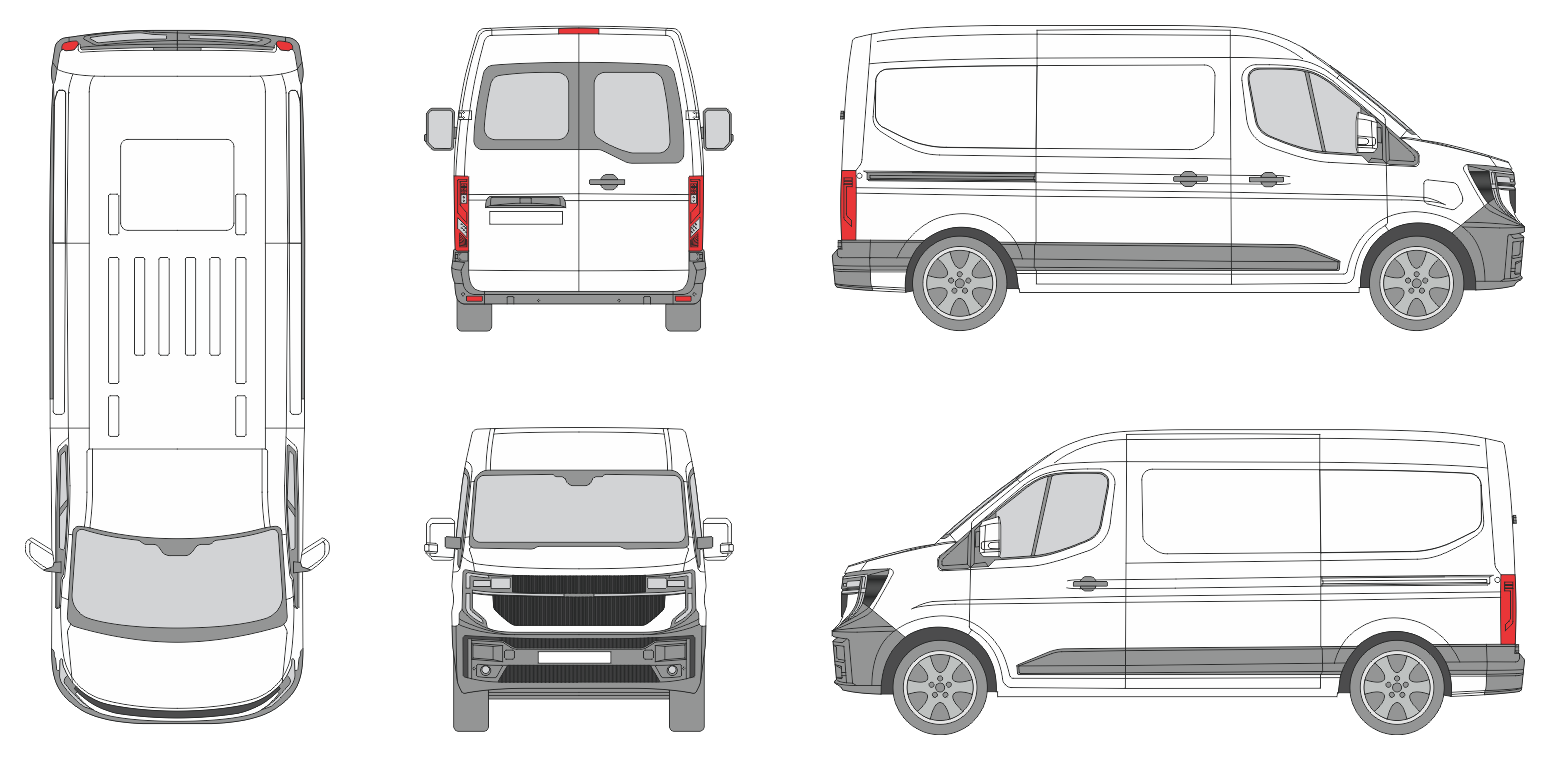 Renault Master e-Tech 2024 Standard Window Slide Door R Van Template