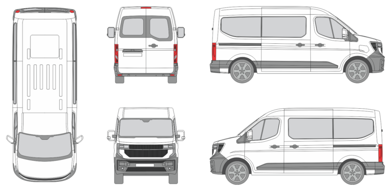 Renault Master e-Tech 2024 Standard Window Slide Door RL Window RL Van Template