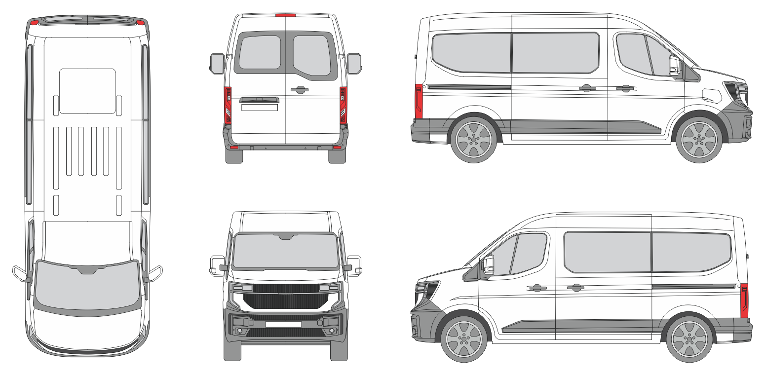 Renault Master e-Tech 2024 Standard Window Slide Door RL Window RL Van Template