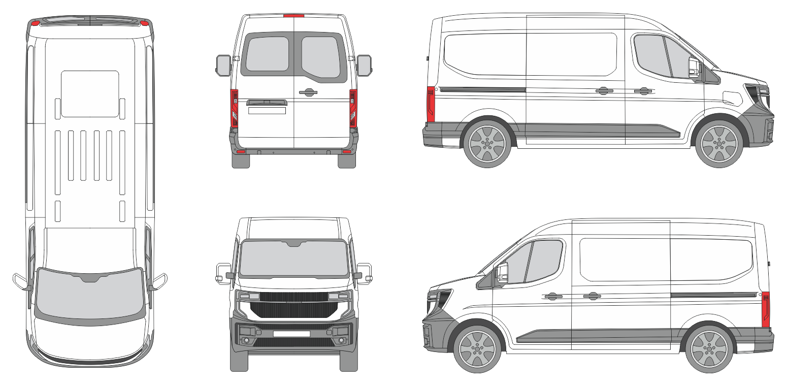 Renault Master e-Tech 2024 Standard Window Slide Door RL Van Template