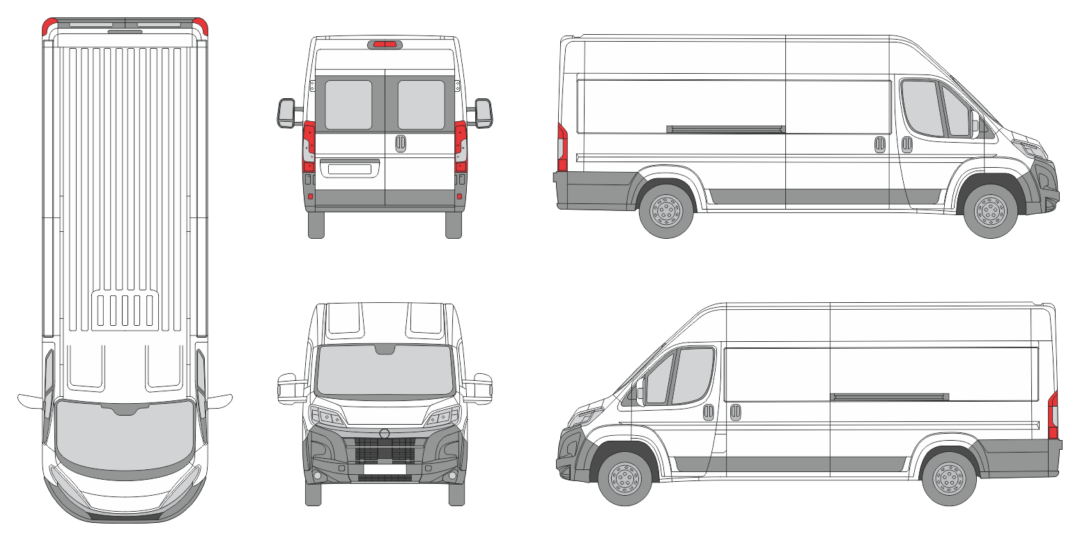 Vauxhall Movano 2024 Extra Long Med-High Window Slide Door RL Van Template