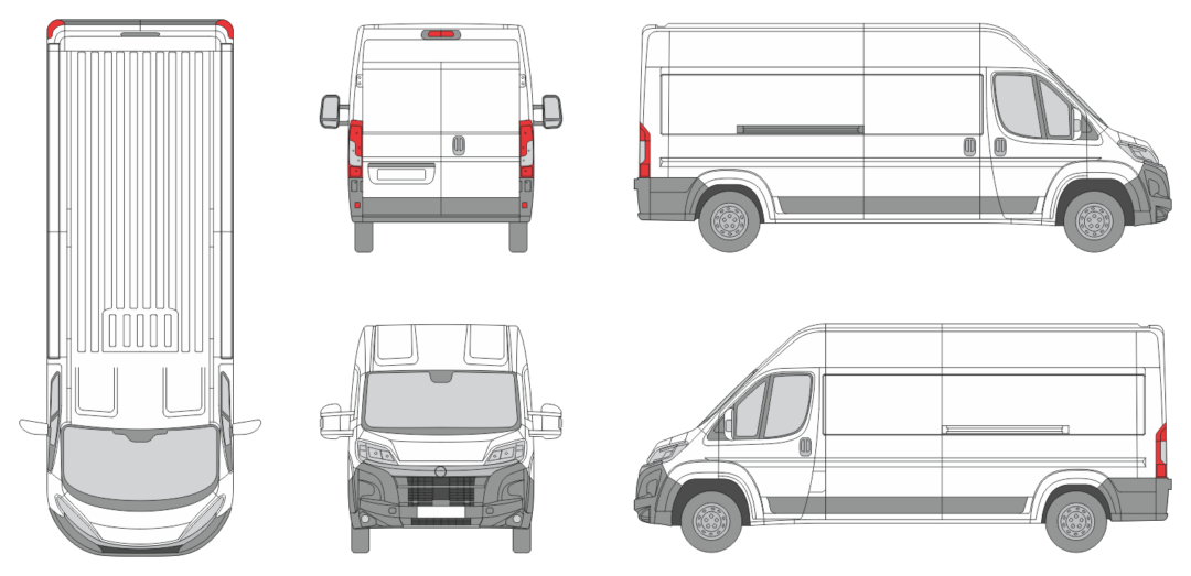 Vauxhall Movano 2024 Long Med-High Slide Door R Van Template