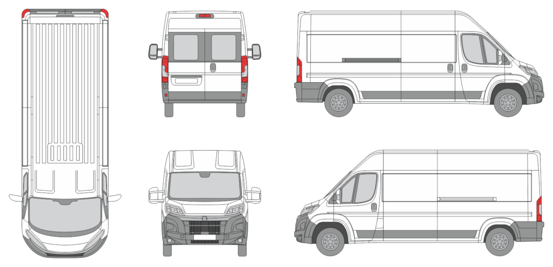 Vauxhall Movano 2024 Long Med-High Window Slide Door R Van Template