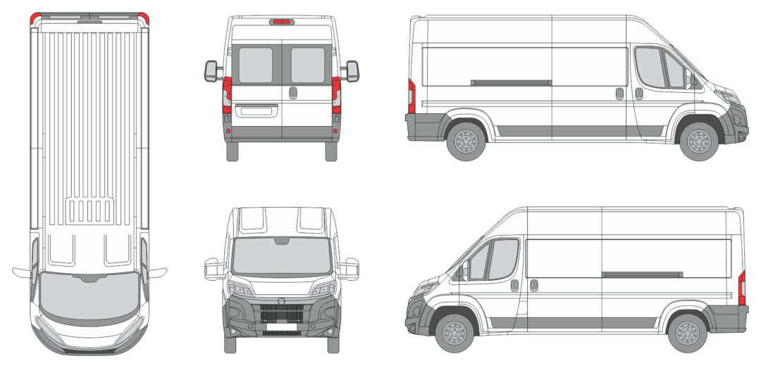 Vauxhall Movano 2024 Long Med-High Window Slide Door RL Van Template