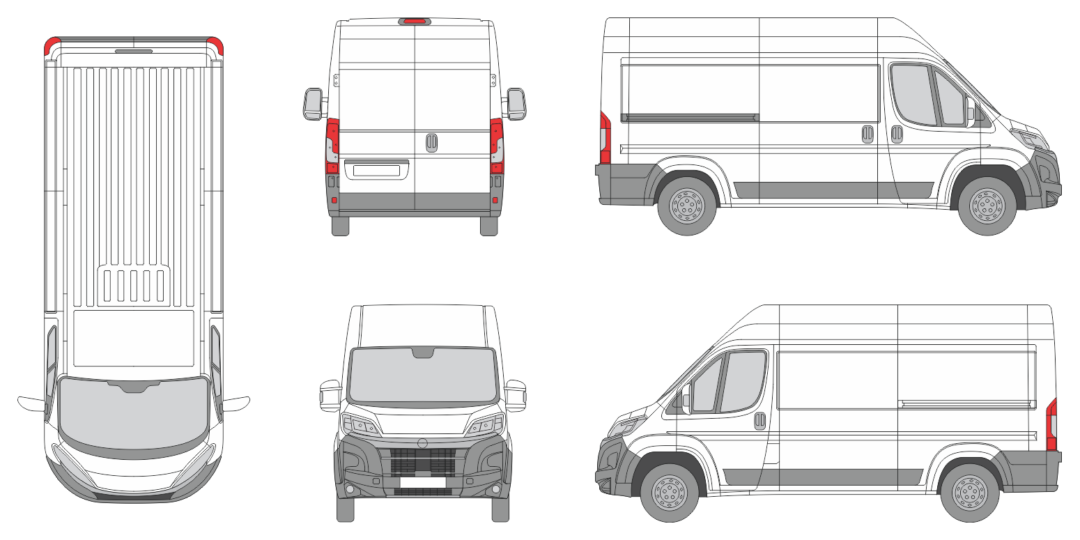 Vauxhall Movano 2024 Short Med-High Slide Door R Van Template