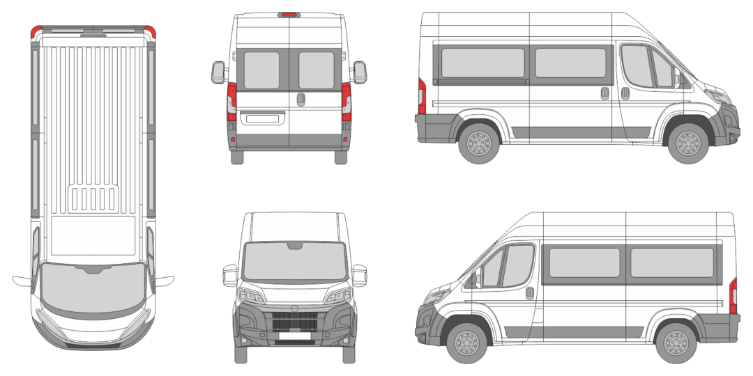 Vauxhall Movano 2024 Short Med-High Slide Door R Window Van Template