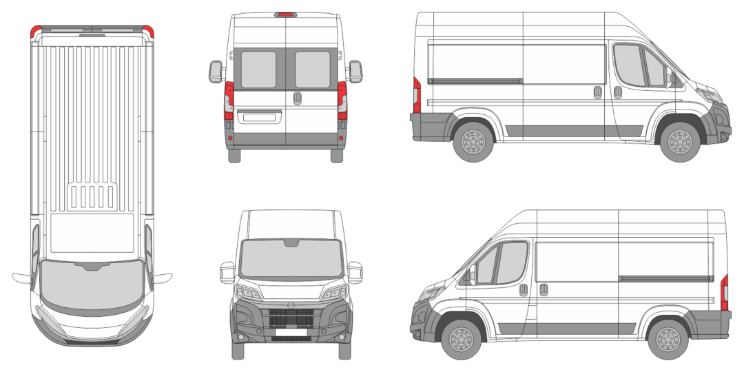 Vauxhall Movano 2024 Short Med-High Slide Door R Window Van Template