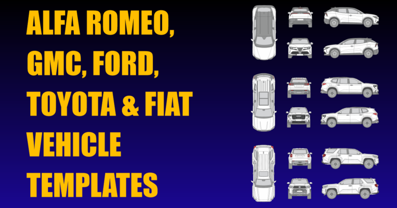 Alfa Romeo, GMC, Ford, Toyota and Fiat Vehicle Templates Added