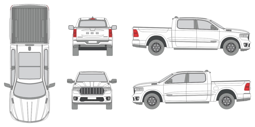 Dodge Ram 1500 Laramie 2024 Pickup Template