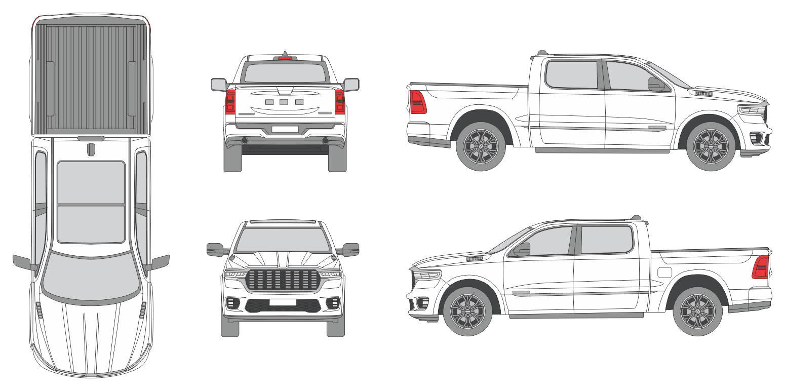 Dodge Ram 1500 Laramie 2024 Pickup Template