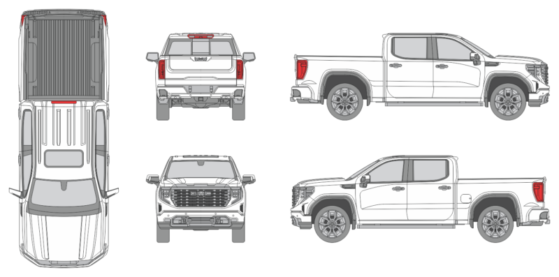 GMC Sierra 2022 Crew Cab Short Box Pickup Template