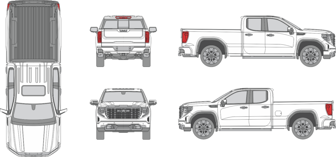 GMC Sierra 2022 Extended Cab Standard Box Pickup Template