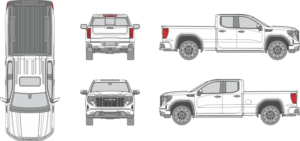 GMC Sierra 2022 Extended Cab Standard Box Pickup Template