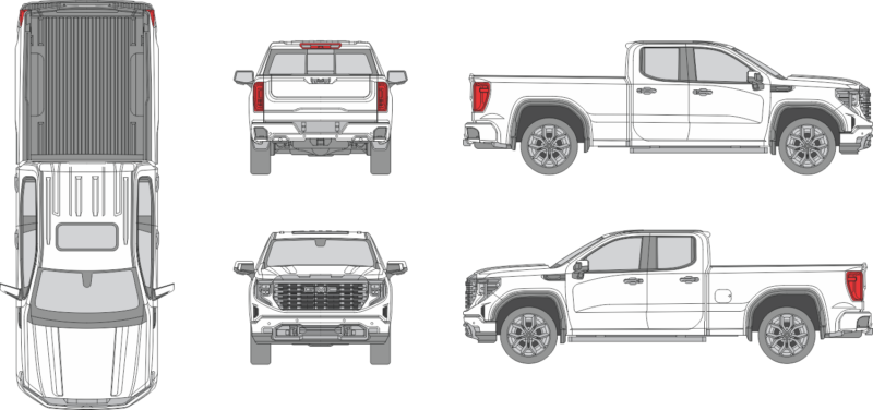 GMC Sierra 2022 Extended Cab Standard Box Pickup Template