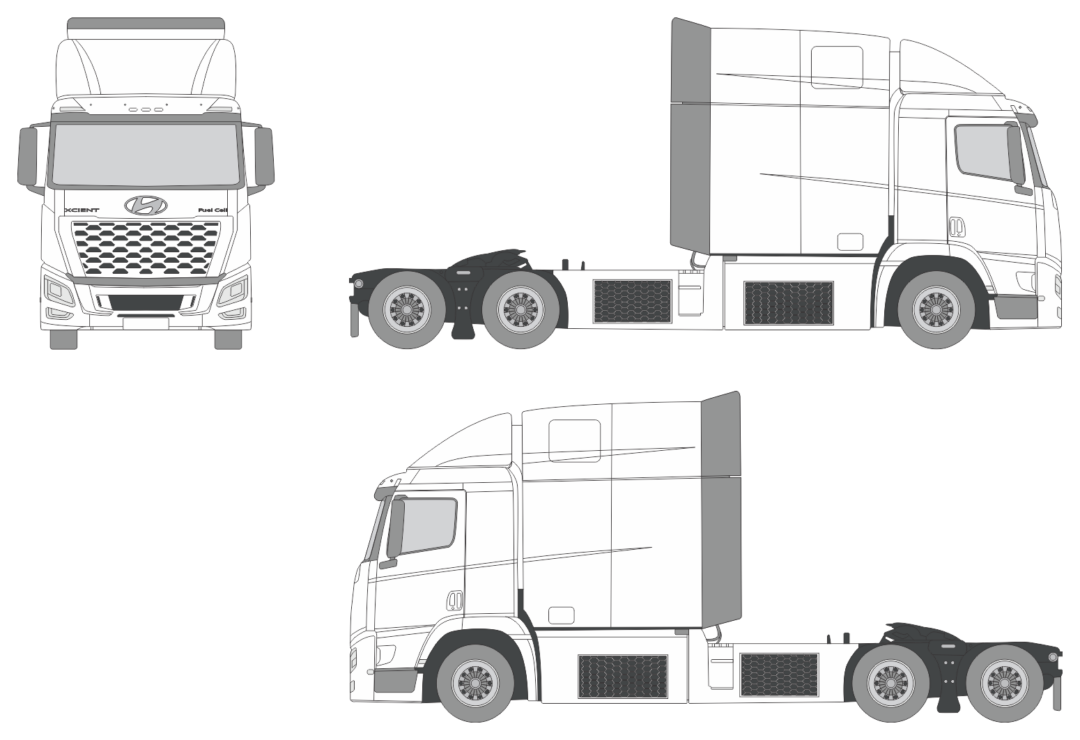 Hyundai Xcient Fuel Cell 4x2 Day Cab 2023 Truck Template