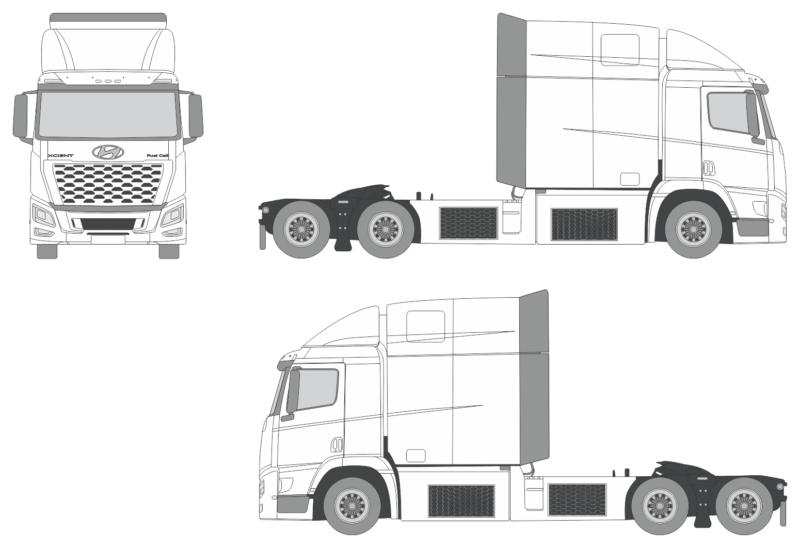 Hyundai Xcient Fuel Cell 4x2 Day Cab 2023 Truck Template