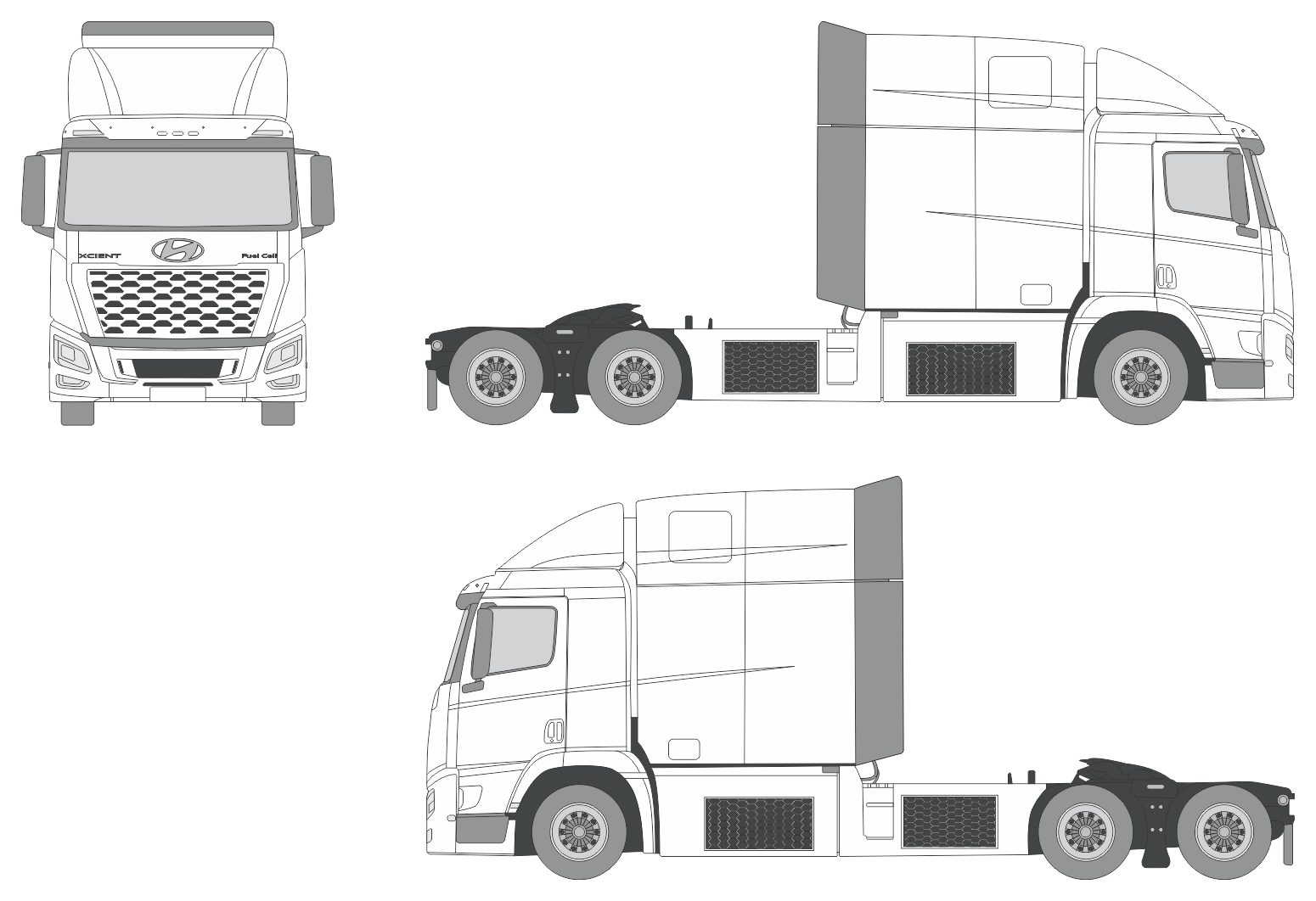 Hyundai Xcient Fuel Cell 4x2 Day Cab 2023 Truck Template